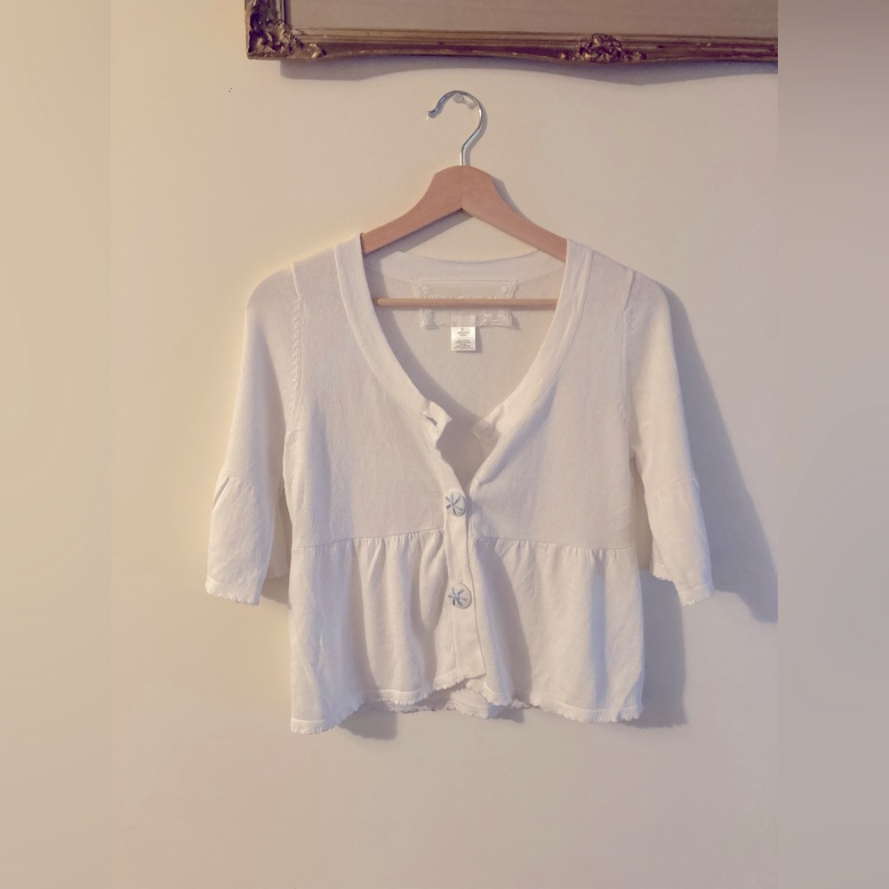 Nick & Mo Women’s White Cardigan Size Small 100% Cotton